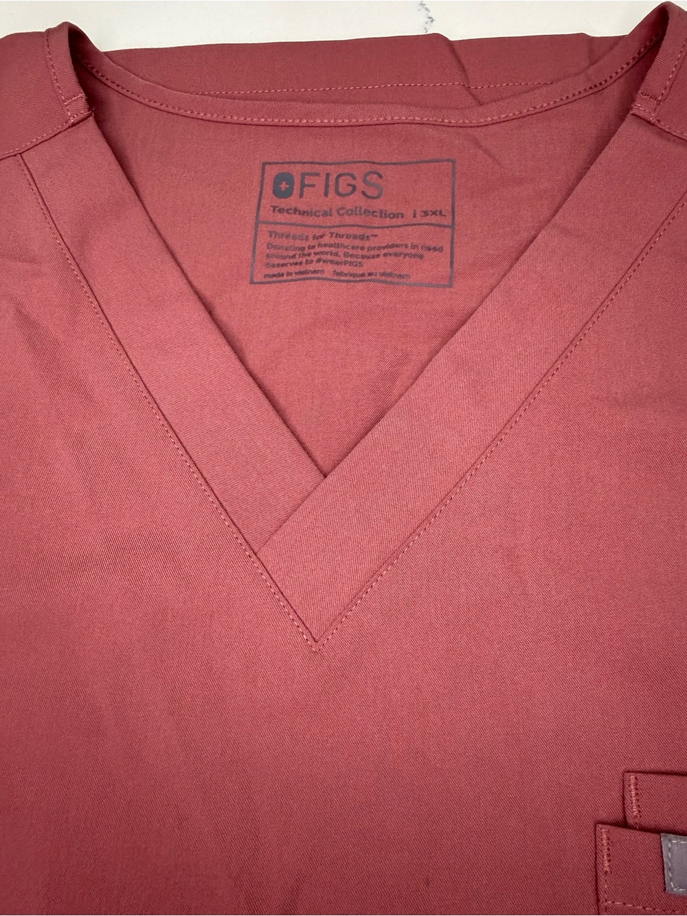 FIGS Technical Collection Pink V-Neck Scrub Top 3XL Short Sleeve Single Pocket
